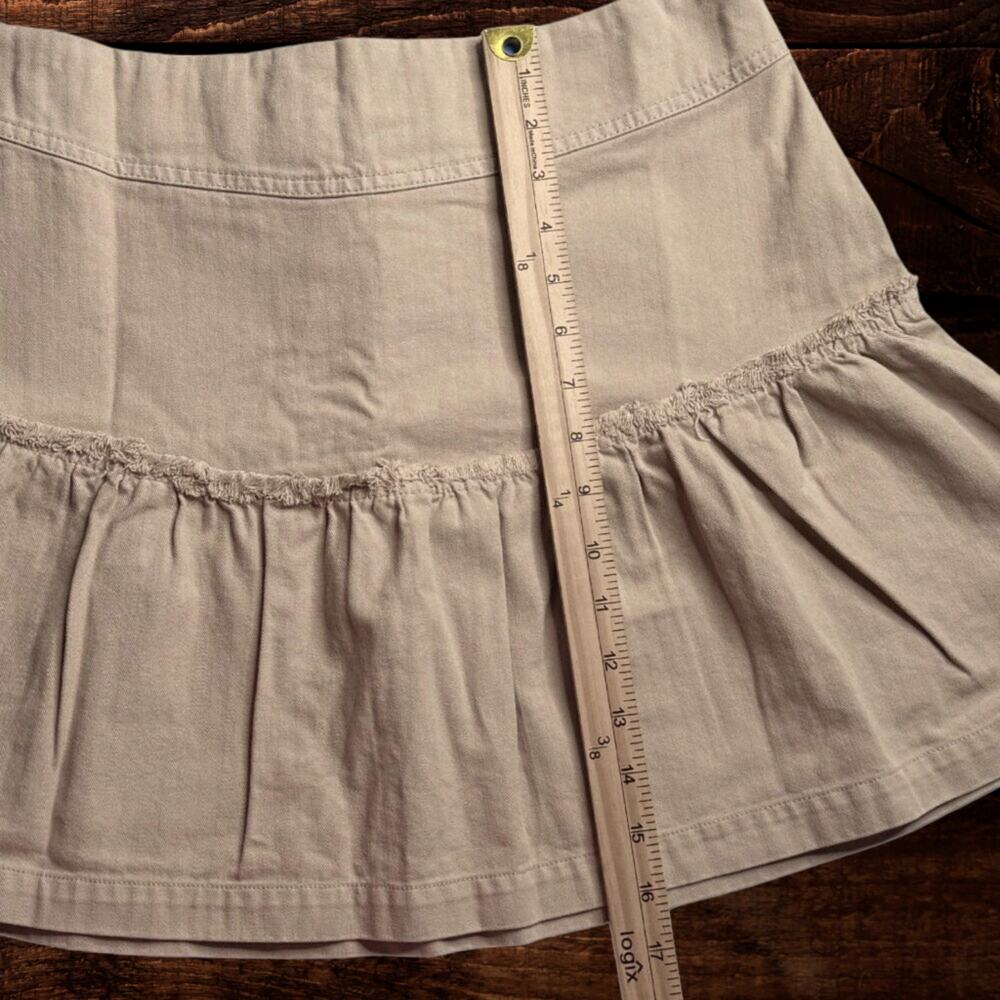 Free People Positano Tiered Lace-Up Back Ruffle Mini Skirt Champagne Size 12 - Picture 7 of 8